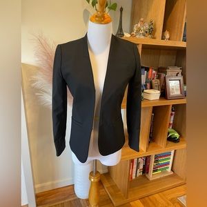 J Crew collarless black stretch suit jacket